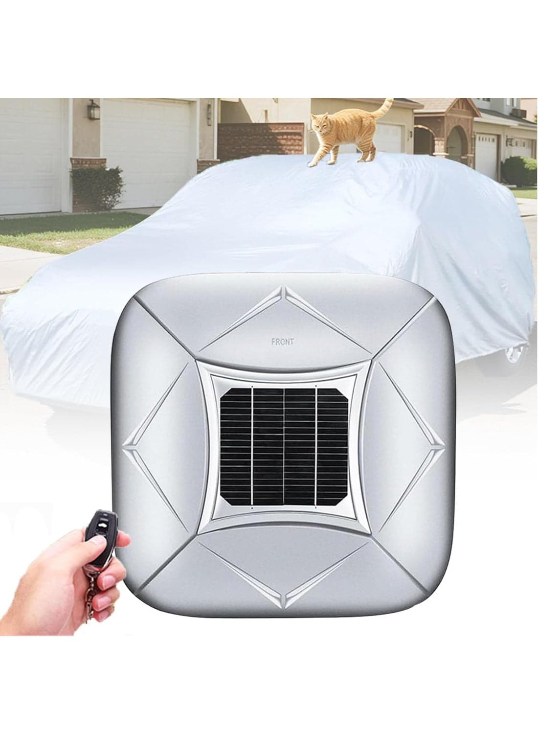 Solar Automatic Car Cover with Remote Control – 3000mAh Self-Charging, Fully Automatic Retractable Outdoor Sun & Weather Shelter, Anti-Theft Alarm, All-Season Waterproof Protection for Sedan/SUV (Fits Tesla, Camry, Accord)