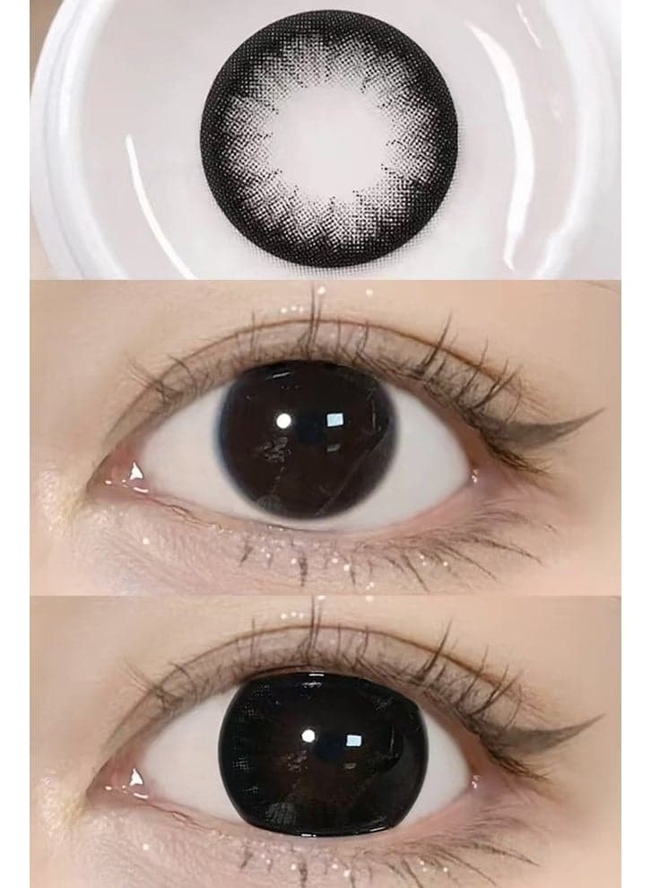 Black Big Eyes Yearly Colored Contact Lenses, Unisex Cosmetic Contact Lenses, Natural Fashion Lenses, 42% Water