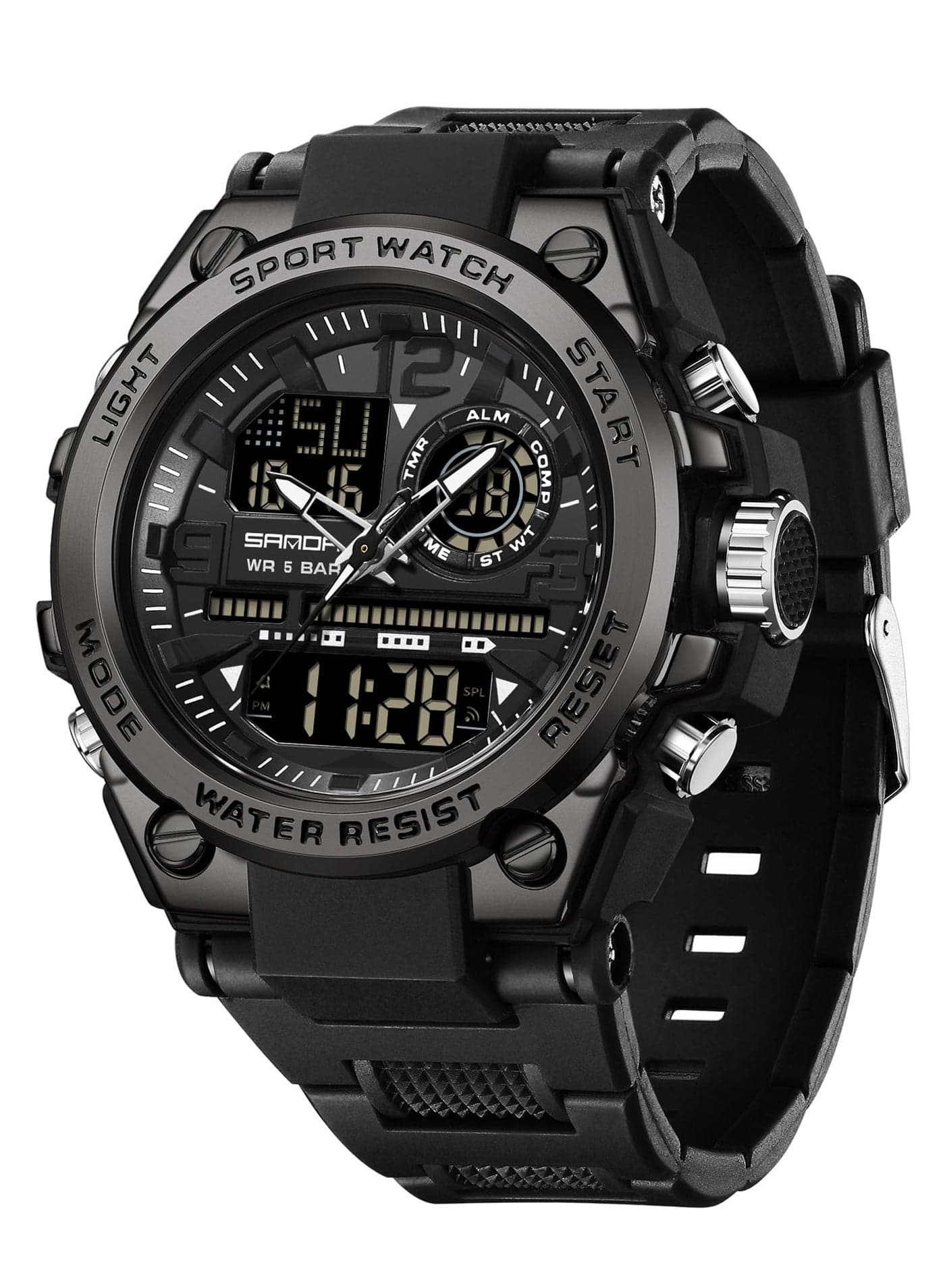Sanda Men's Watches Sports Outdoor Waterproof Watch Date Multi Function Tactics LED Alarm Stopwatch