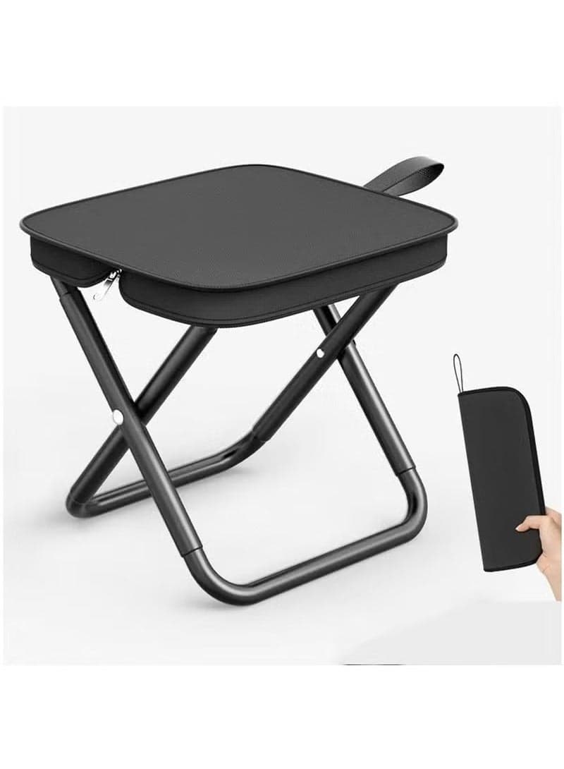 Portable Folding Camping Stool, Lightweight Zipper Packed Folding Chair, Lightweight Camp Stool for Outdoor, Backpacking, Travel, Hiking, Fishing (Black)