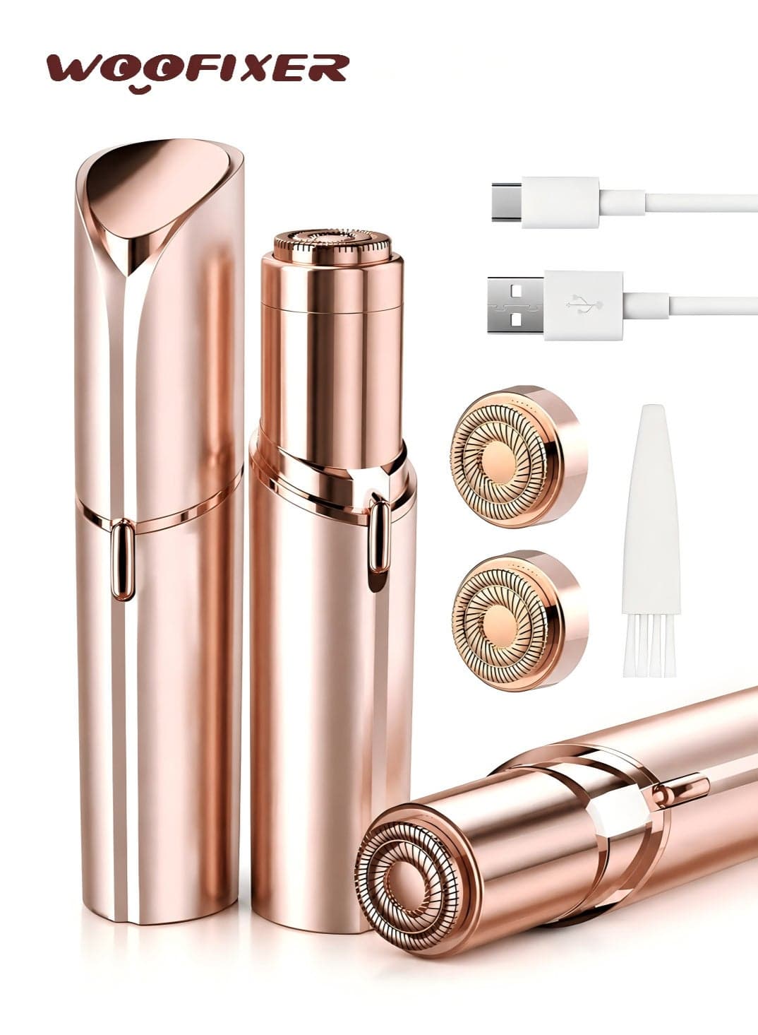 Facial Hair Remover for Women, 18K Gold Floating Head Double Ring Blade, 10000 RPM Painless Face Hair Removal Tool, 360° LED Light, USB Rechargeable and Washable