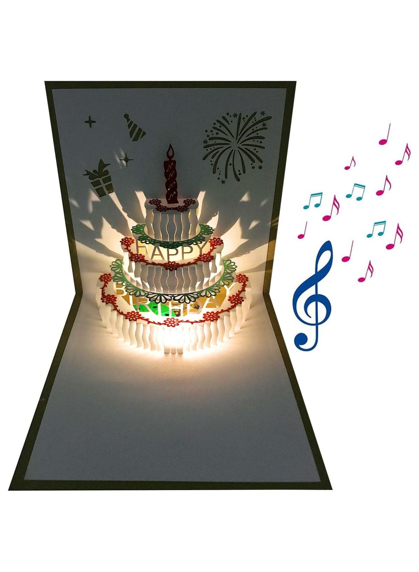 3D Pop Up Birthday Cards,Warming LED Light Birthday Cake Music Happy Birthday Card Postcards Pop Up Greeting Cards Happy Birthday Cards Best for Mom,Wife,Sister,Boy,Girl,Friends