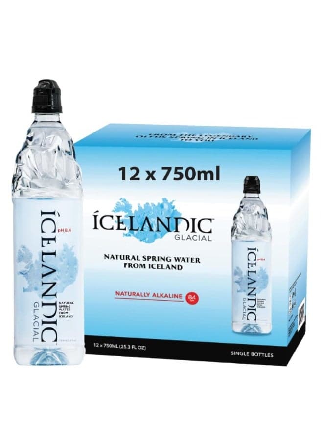 Icelandic Glacial Natural Spring Alkaline Water, 750 mL (Pack of 12)