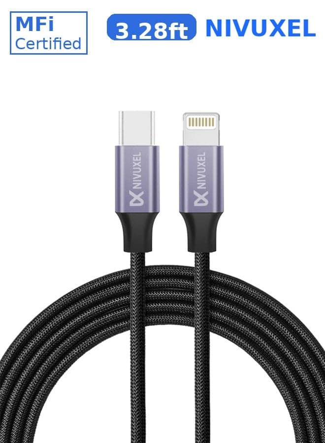 USB-C to Lightning Cable 3.28ft, MFi Certified PD 20W Fast Charging Cord, Durable Nylon Braided Type C iPhone Charger Cable for iPhone 14/13/12/11 Series & iPad