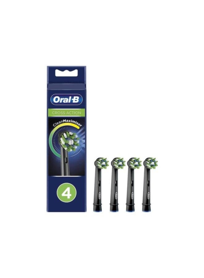 Oral B CrossAction 4 Replacement Toothbrush Head with CleanMaximiser Technology – Black Edition