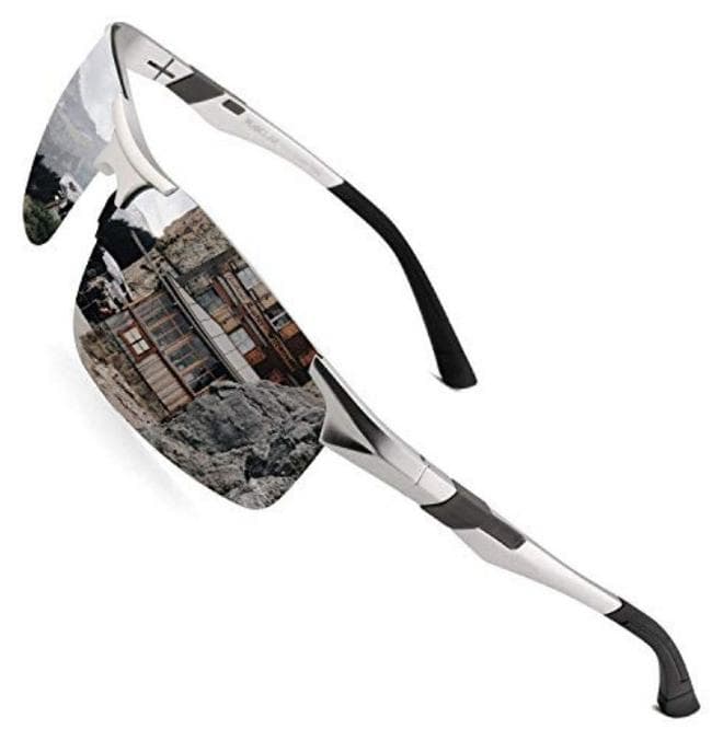 PUKCLAR Mens Sunglasses Polarized Driving Sports Sunglasses Al-Mg Metal Frame Cycling Fishing Golf Goggles