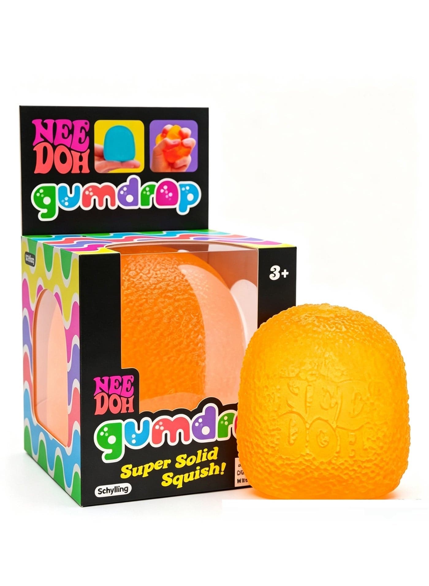 Schylling NeeDoh GUMDROP Stress Relief Squeeze Fidget Toy, Soft Squishy Sensory Stress Ball for Kids & Adults, Anxiety Relief Tactile Fidget Toy- Orange