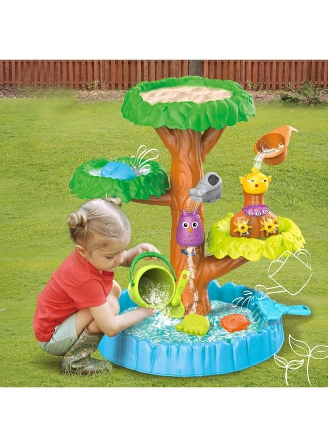Sand and Water Table for Kids, 4 Tiers Tree Shaped Water Table with Bucket and Shovel, Kids Summer Beach Toys, Outdoor Activity Table for Boys Girls, Cute Sand Table