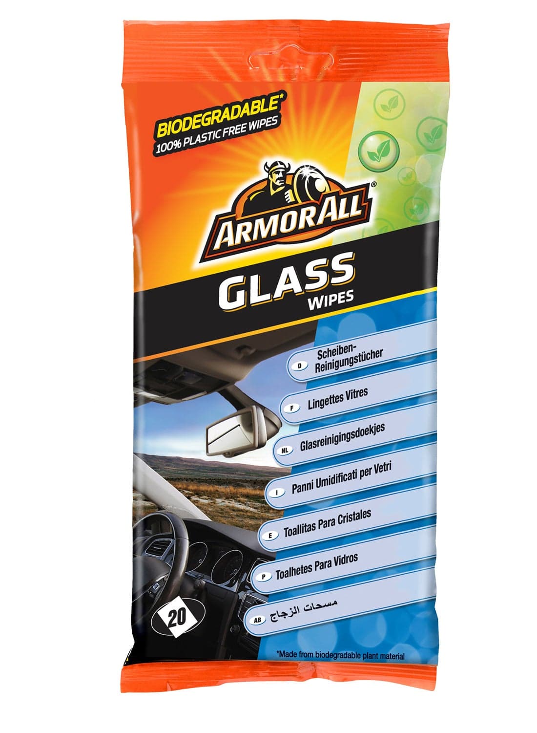 Glass Flow Wipes, 100% Plastic-Free And Biodegradeable, One-Step Cleaning, 20 Wipes