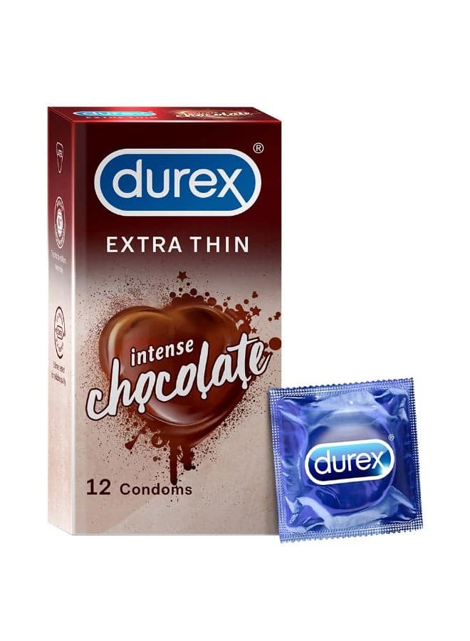 Durex Extra Thin Intense Chocolate Flavoured Condoms For Men - 12s