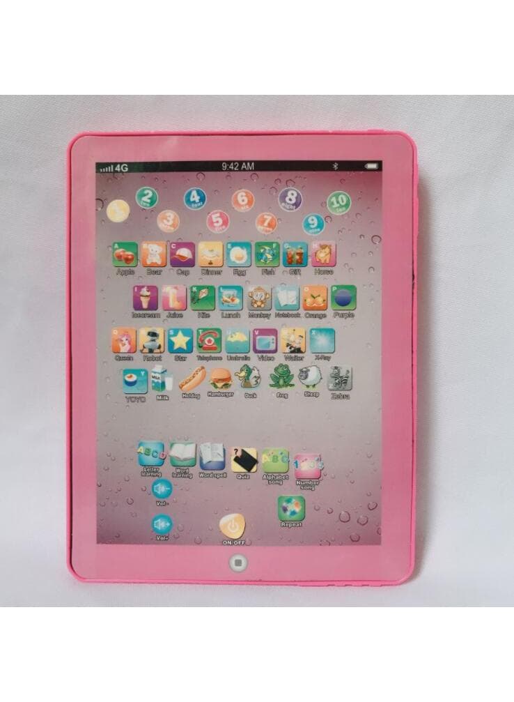 English tablet learning machine Children's mini point reading machine Early education story machine kids toys without battery pink 1Pcs
