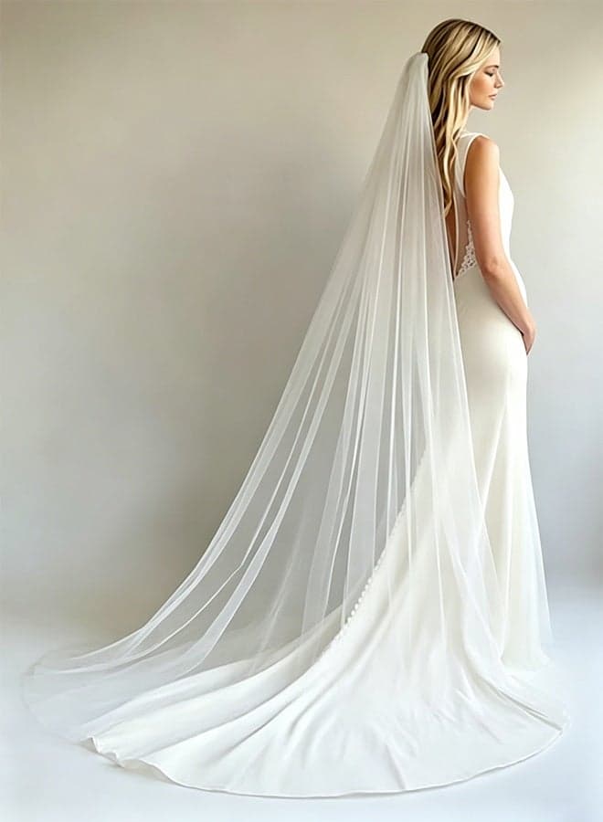Cathedral Length Veil Bride Wedding Veils 1 Tier Bridal Long Tulle Chapel Veils for Women