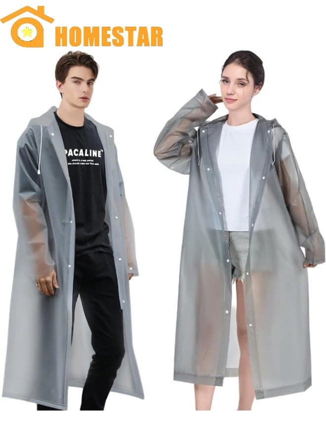 Rain Poncho for Adults, 2 Pack Reusable Raincoat, Emergency Ponchos for Women or Men, Portable Waterproof Rain Cape Rain Jacket Raincoats for Outdoor Activities