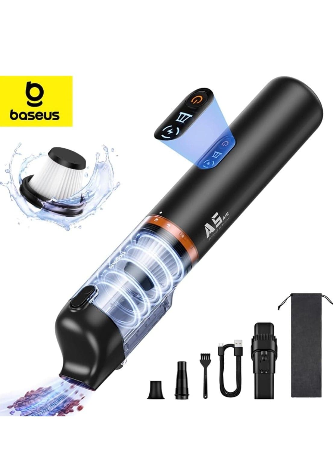 130W Cordless Handheld Vacuum Cleaner with Brushless Motor, 16000Pa Powerful Suction, Ultra-Lightweight Design, USB-C Fast Charging, Long-Lasting 7500mAh Battery, Compact and Rechargeable Mini Handheld Vacuum for Car, Home, and Office, for Effective Dust and Dirt Cleaning