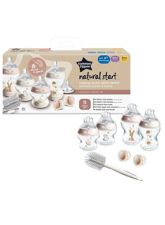 Closer To Nature Newborn Baby Bottle Starter Kit, Breast-Like Teats With Anti-Colic Valve, Mixed Sizes, Pink