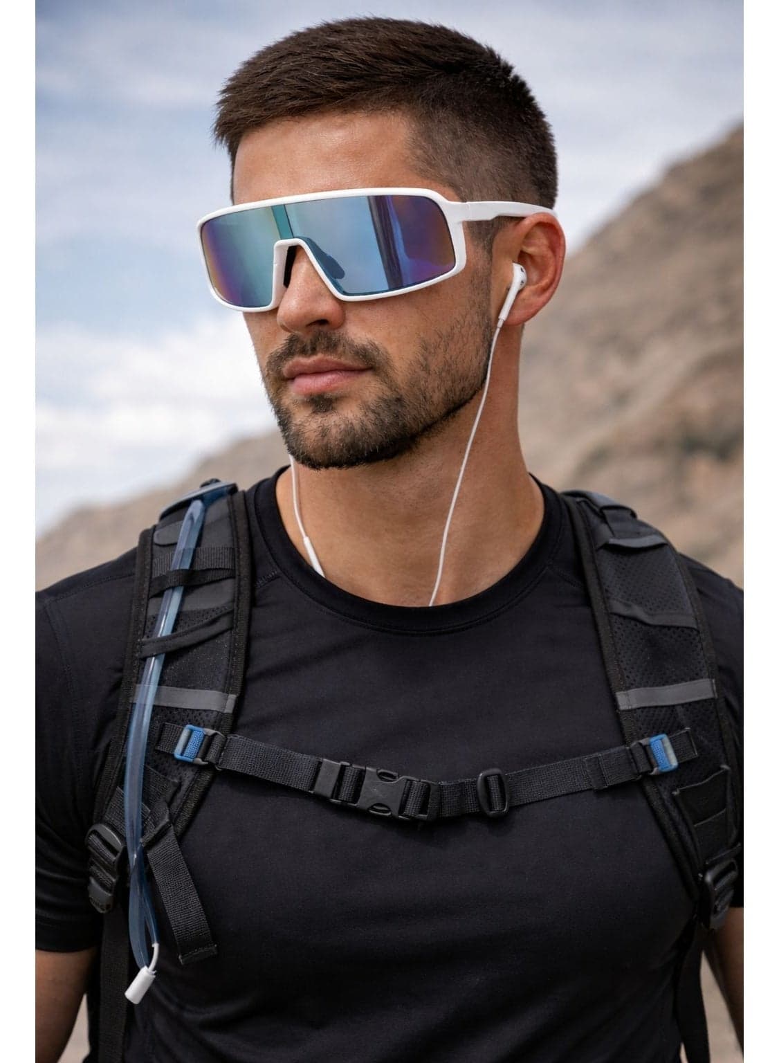 Men’s Sports Shield Sunglasses – UV400 Polarized Mirror Lens | Oversized Wraparound Cycling & Running Sunglasses – White Frame