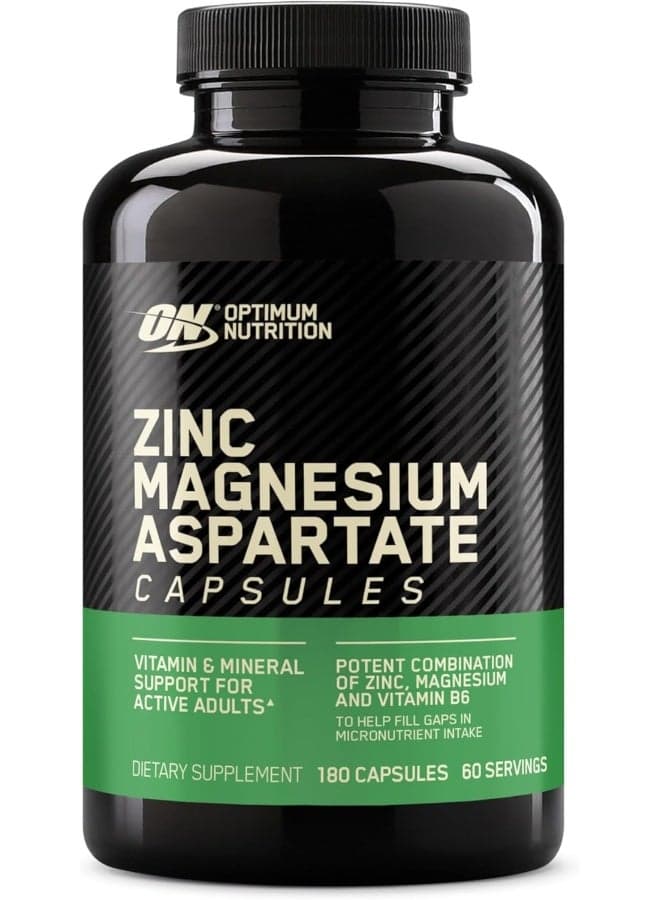 ZMA الزنك لدعم المناعة، ومكملات تعافي العضلات والقدرة على التحمل للرجال والنساء، ومكملات الزنك والمغنيسيوم - 180 كبسولة