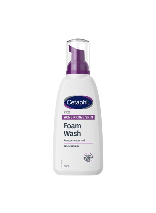 Cetaphil PRO Acne Prone Skin, Oil Control Foam Face Wash, For Oily and Sensitive Skin, DermaControl, White 236ml