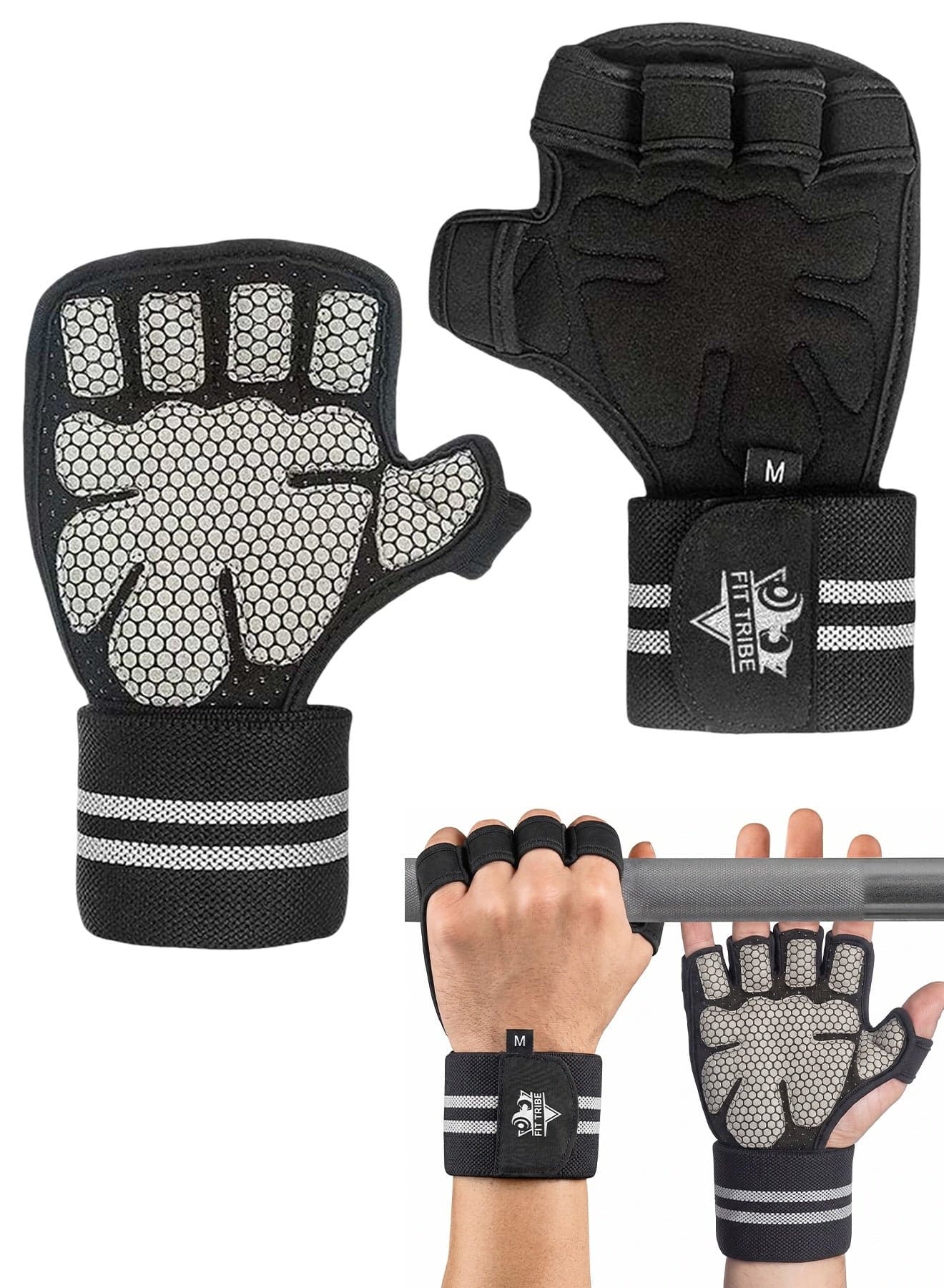Workout & Weight Lifting Gloves for Men & Women - Non-Slip Grip, Adjustable Wrist Support, Breathable, Lightweight Training Gloves for Home Gym and Fitness Accessories