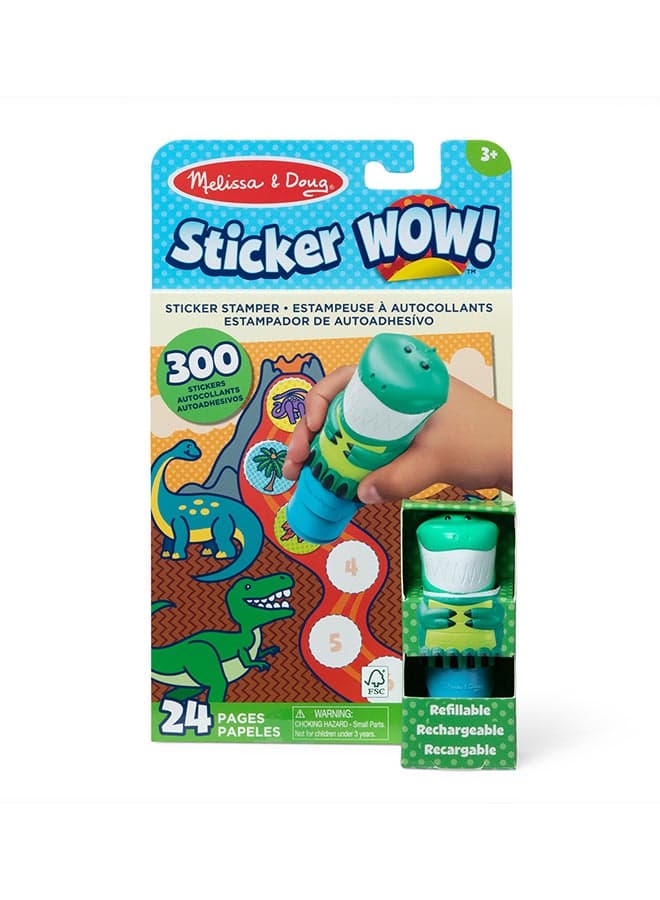 Sticker Wow! 24 Page Activity Pad and Sticker Stamper, 300 Stickers, Collectible Figure Fidget Toy for Arts Crafts - Dinosaur