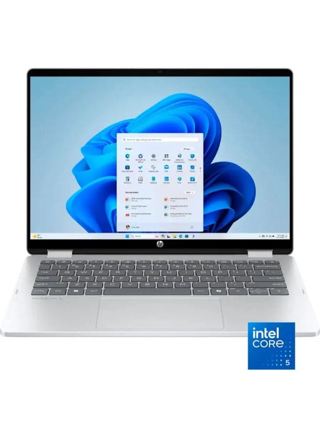 (Upgraded Version) OmniBook 5 Flip 2-in-1 Laptop With 14-Inch 2K Touch-Screen Display, Intel Core 5 Processor/8GB RAM/512GB SSD/Intel Arc Graphics/Windows 11 Home Glacier Glacier English Glacier Silver