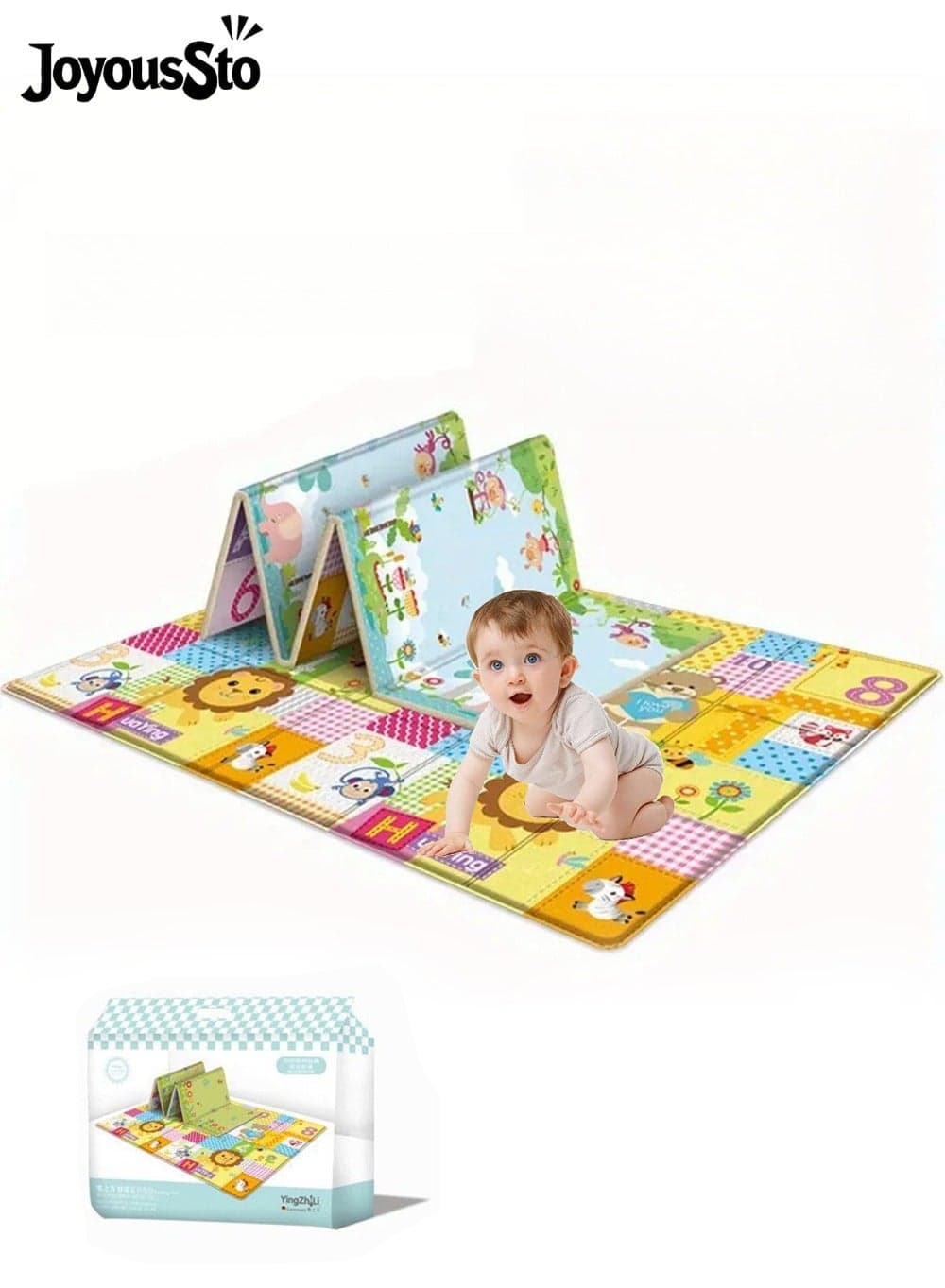 Foldable Baby Play Mat, Waterproof Double-Sided Pattern Babies Playmat for Playpen,Anti-Slip Baby Crawling Play Mat for Indoor and Outdoor for Toddler Boy Girl ,180*100*1 cm