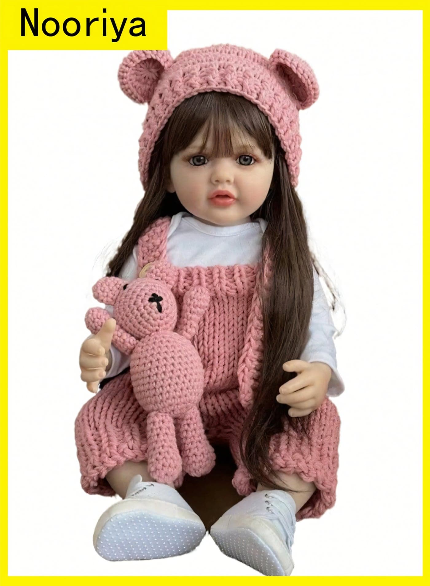 Reborn Baby Doll 24 inch Realistic Newborn Baby Dolls - Lifelike Weighted with Soft Silicone Doll Girls with Plush Toy & Doll Clothes for Age 3+ (E)