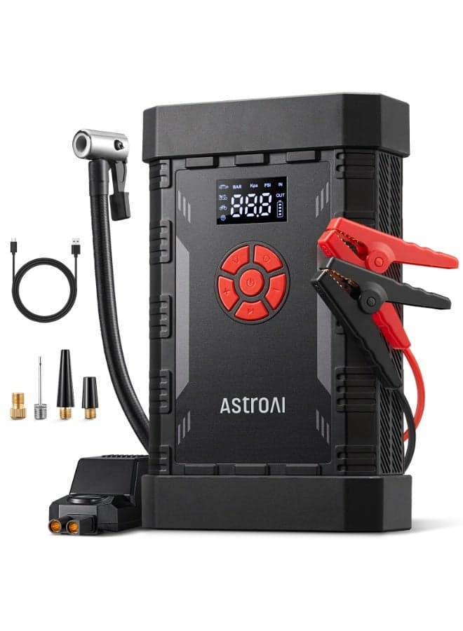 AstroAI A30 Jump Starters with Air Compressor, 150 PSI Portable Battery Booster Digital Tire Inflator, Fast Charging, LED Emergency Light