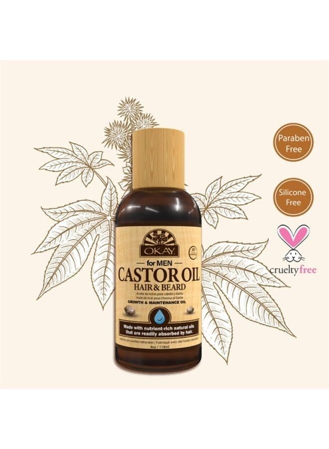 OKAY-MEN Castor Oil Beard and Hair Growth Oil Light-weight 4oz