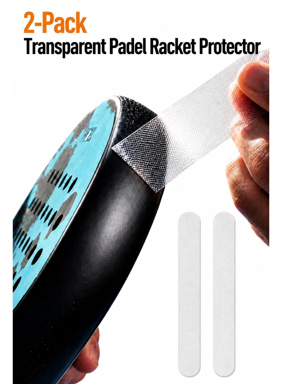 2-Pack Transparent Padel Racket Protector, Clear Durable Shield with Micro Grid, 370x34mm, Lightweight Edge Protection for Performance