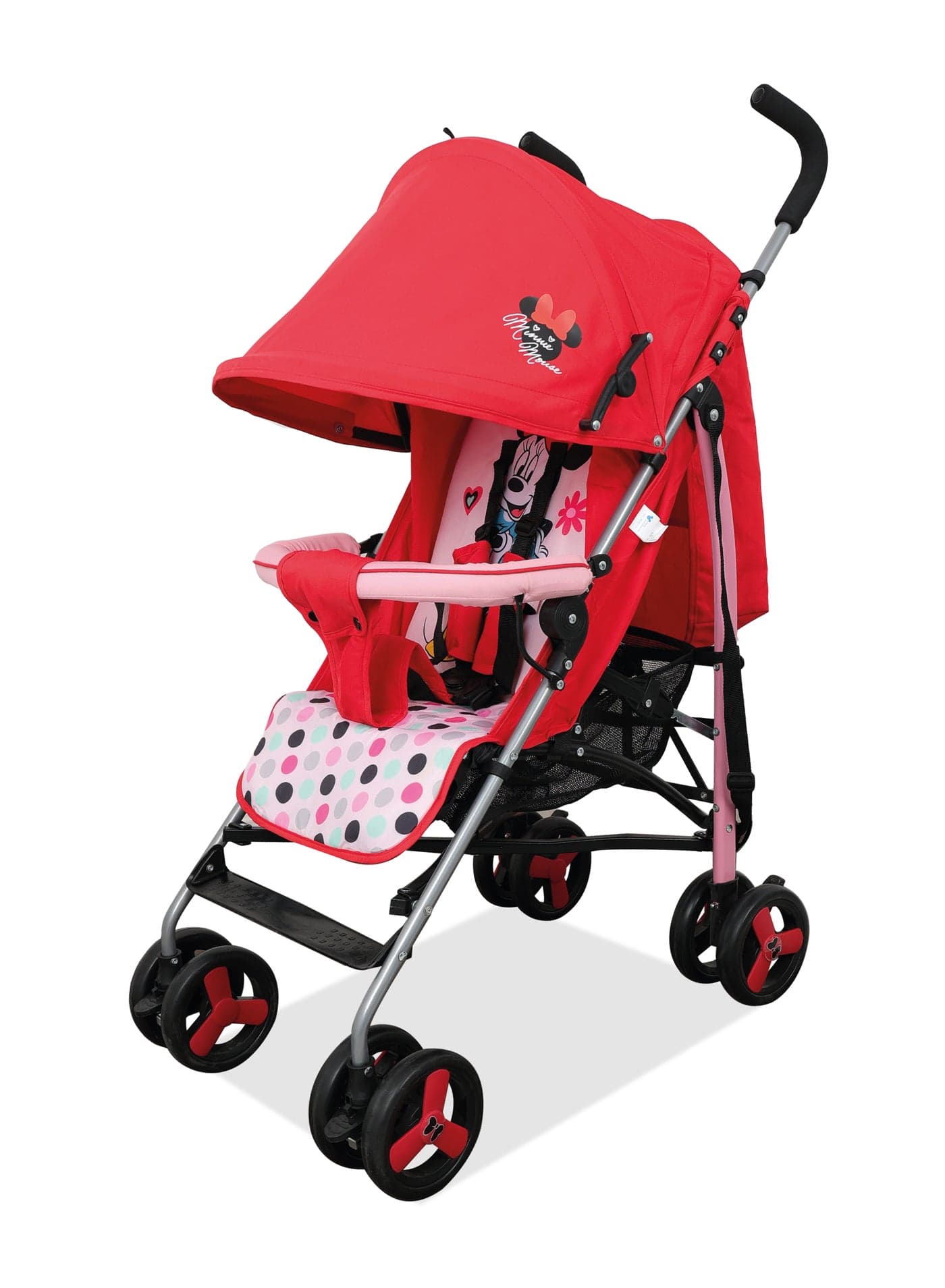 Minnie Mouse Lightweight Adventure Stroller + Storage Cabin 0-36 months, Compact Design, Shoulder Strap, Adjustable Reclining Seat and More. 1.0 Count,