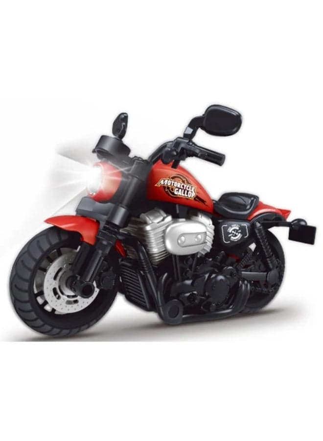Motorbike Toy for Kids with Realistic Design, Light and Sound Effects, Durable Mini Motorcycle Model Bike Toy for Boys and Girls, Push-and-Go Action Vehicle Toy for Indoor & Outdoor Play, Fun Birthday Gift for Children, Red Colour