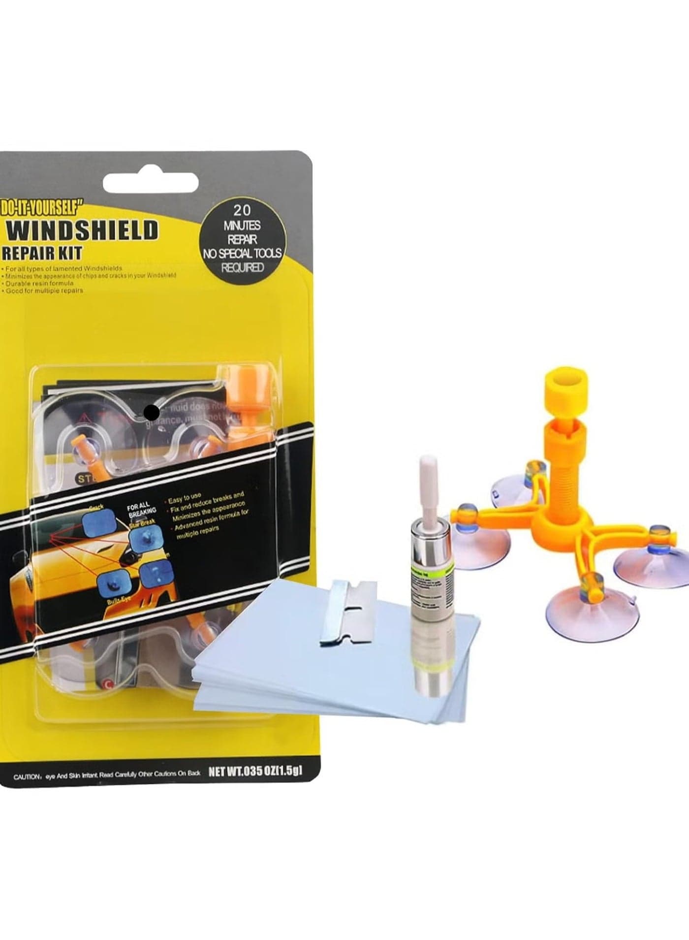 Auto Glass Rock Chip Repair Kit – Fix Star, Horseshoe, Bull’s Eye Chips & Cracks, Quick & Easy DIY Windshield Repair, Professional Results, No Replacement Needed
