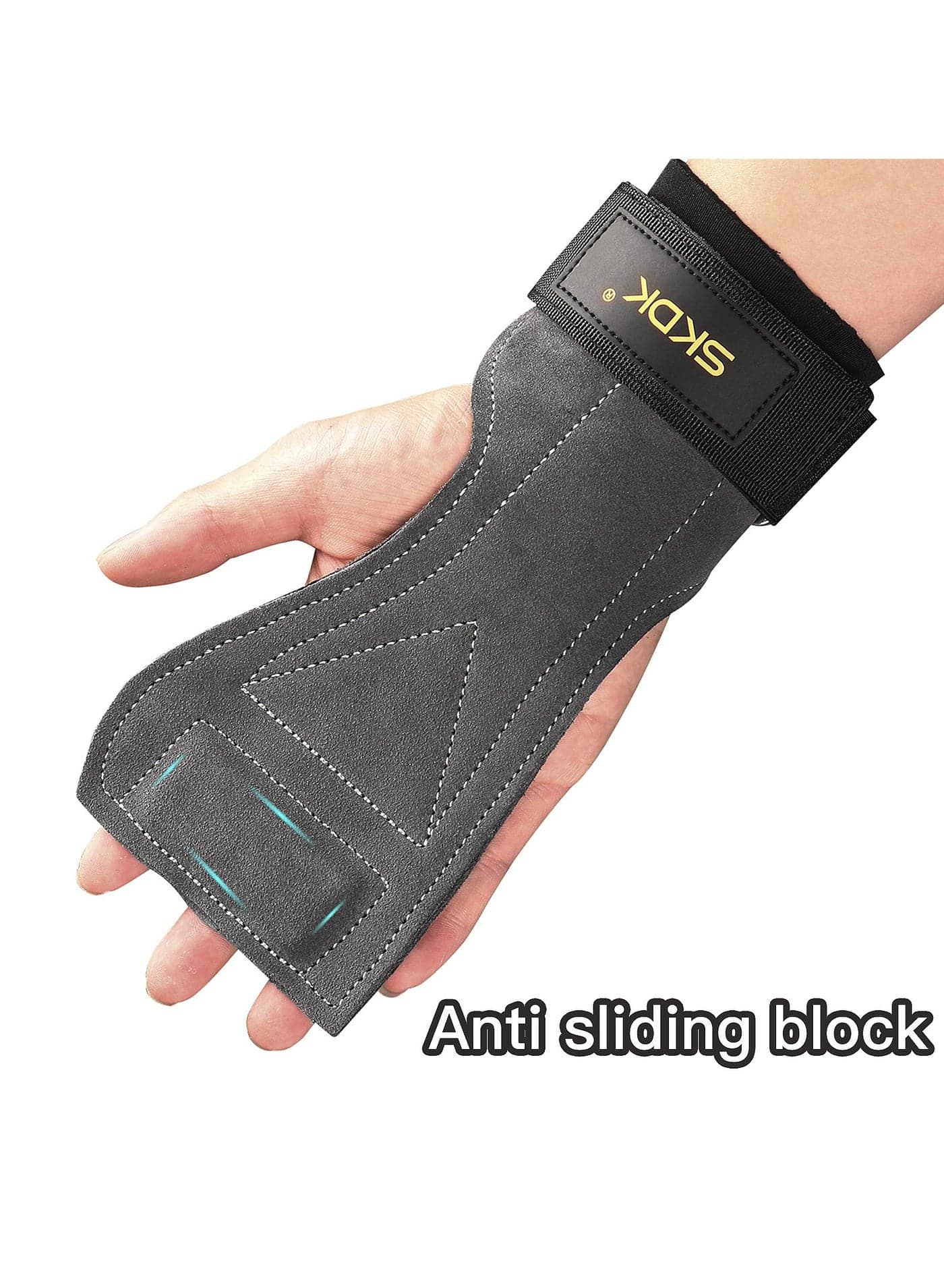 Weight Lifting Gym Gloves Hand Protector Grips Hooks Workout Straps Leather Palm Leather Padded Wrist Wraps Deadlifts(Black)