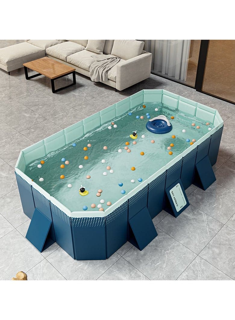 Foldable Swimming pool, non inflatable swimming pool, outdoor family square swimming pool, rectangular above ground swimming pool, with drain plugs and holes, easy to assemble(3m)