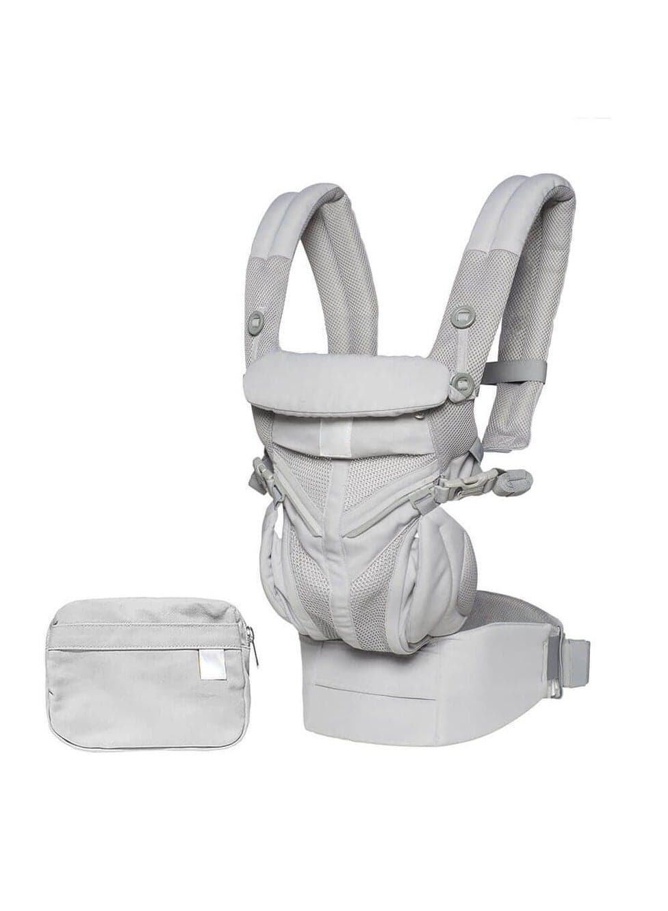 360° Ergonomic Baby Carrier with Lumbar Support and Breathable Mesh, Adjustable for Newborns to Toddlers (7-45 lbs), Soft Grey Fabric