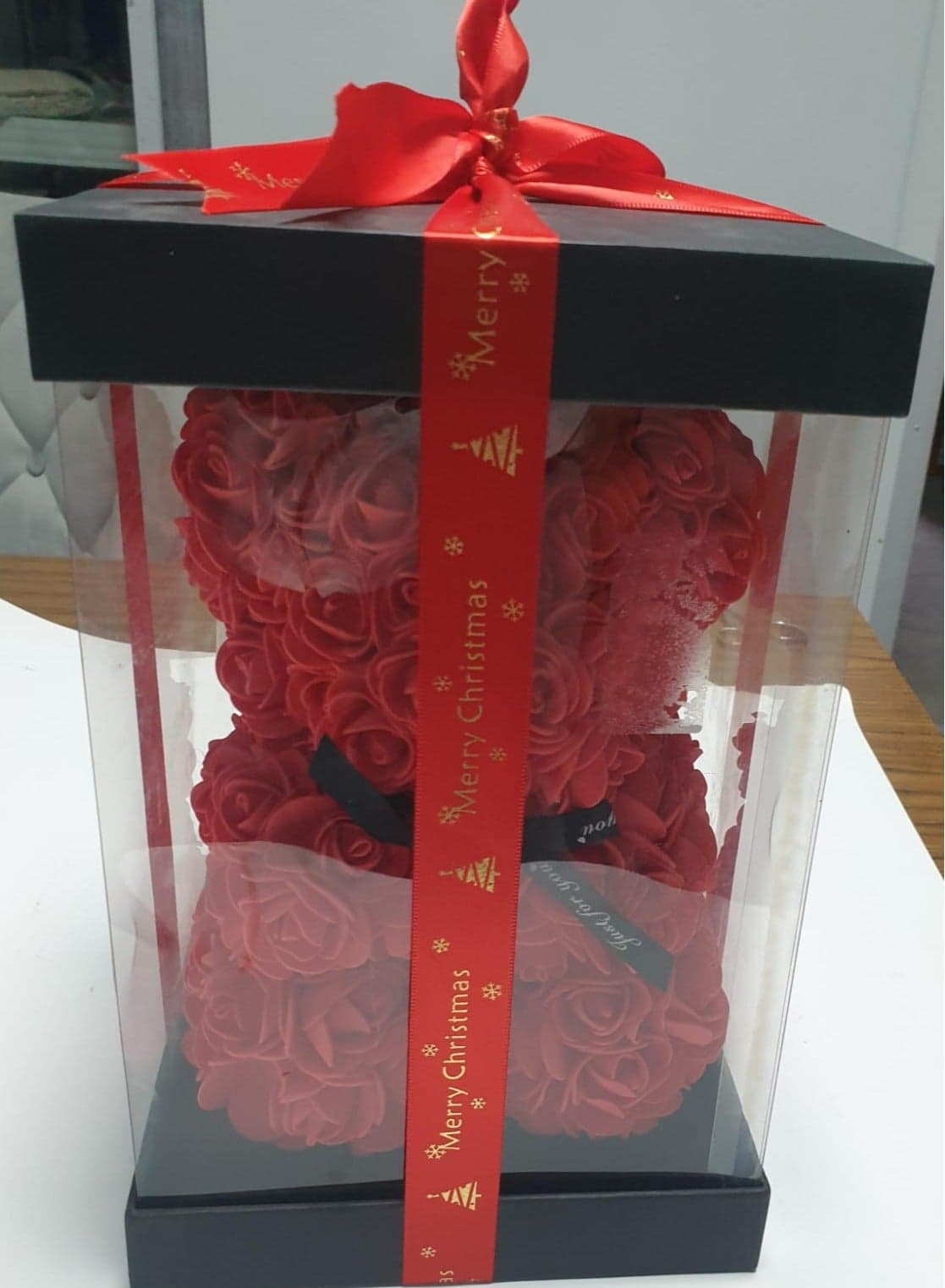 Handcrafted 35.56cm Rose Teddy Bear - Perfect for Valentine's, Anniversary, Mother's Day, Christmas & Birthday Gifts