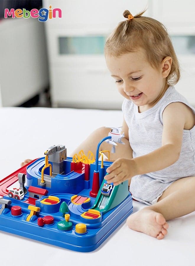 Kids Car Adventure Toy, Cars Race Track Toys with 4 Toy Cars, Race Track Vehicle Set, Fun Durable Adventure Vehicles Toy, Preschool Educational Interactive Toy, Easy to Install and Play, No Battery Required, Ideal Gift for Kids Aged 3+