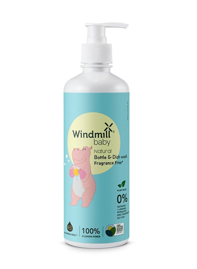 Baby Natural Bottle Cleaning Liquid, Fragrance Free, Usda Certified, No Anti-Bacterial Chemicals, For Feeding Bottles, Accessories, Pump Parts And More - 450Ml