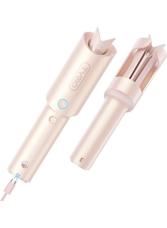 TYMO CURLGO Cordless Auto Curling Iron, Curler for Hair Length 14"-22", Gold Pink