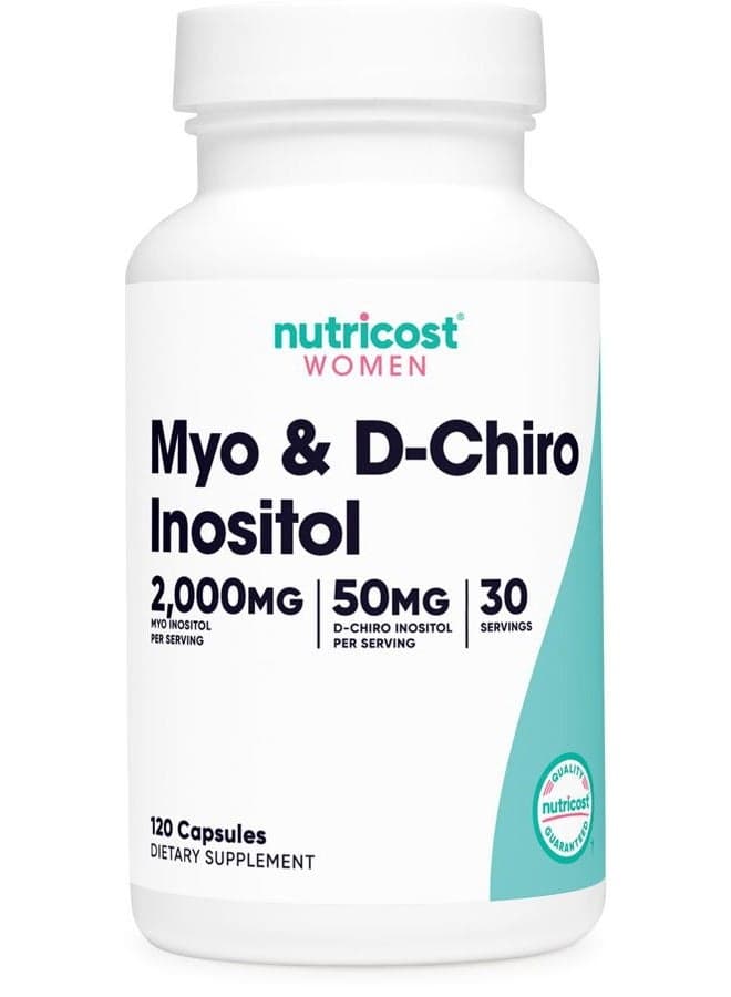 Myo Inositol & D-Chiro Inositol for Women 2000mg, 120 Capsules, 2000mg Myo & 50mg D-Chiro Per Serving, 30 Servings, Vegetarian Friendly, Non-GMO & Gluten Free