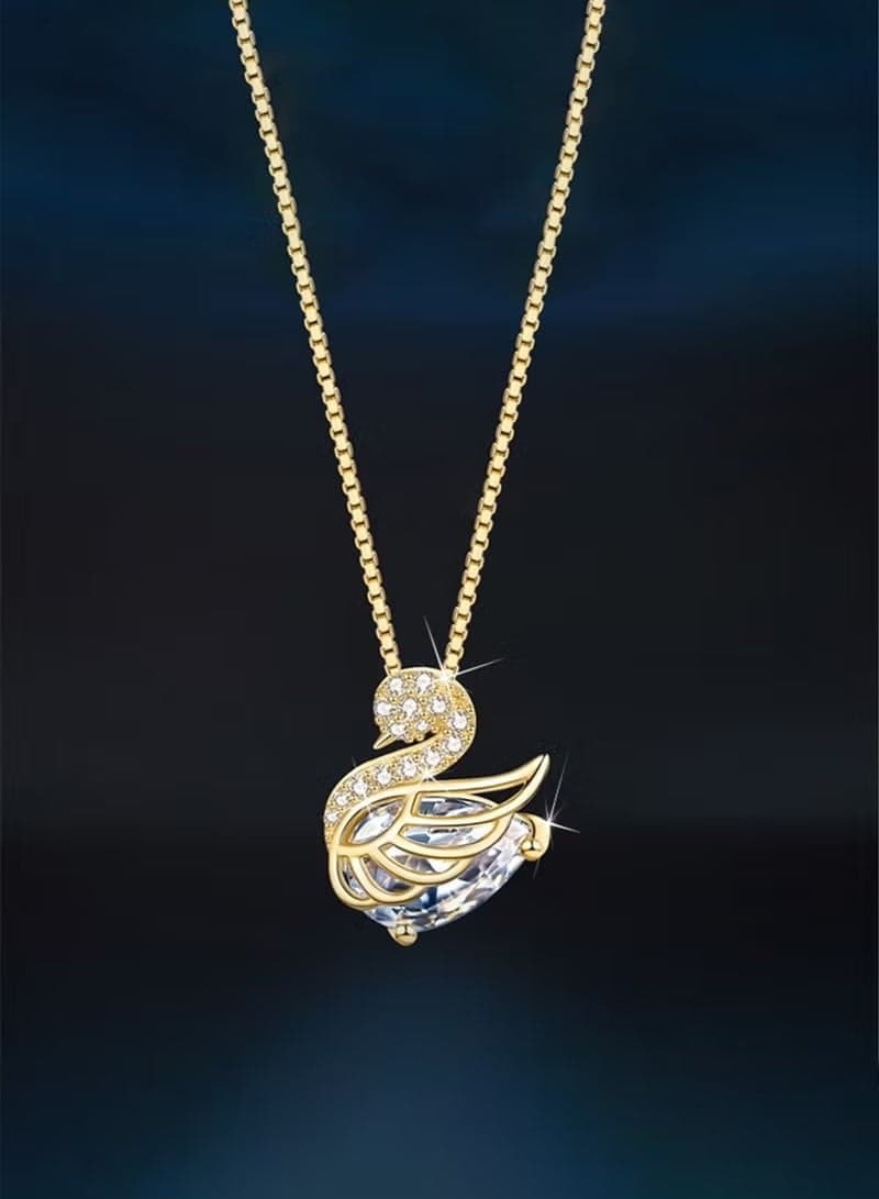 Elegant Swan-18K gold-plated titanium steel crystal necklace, Women necklace,Valentine's Day birthday gift, suitable for Women girls
