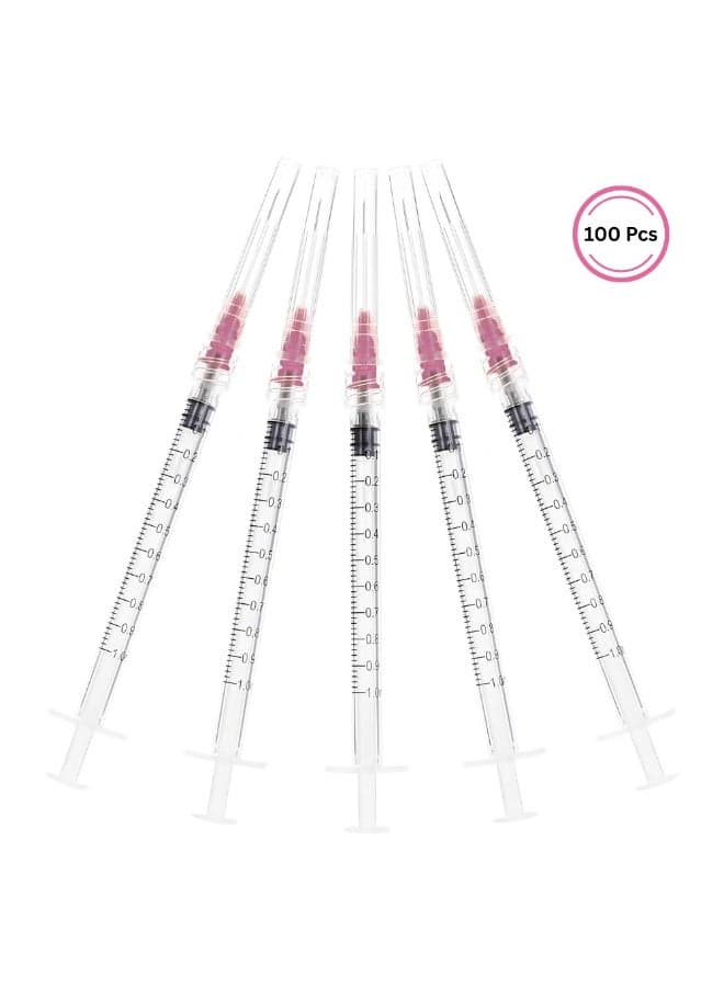 MMC Disposable 1ML 29G 1/2 Inch Leur Lock Syringe Individual Pack of 100 Pcs