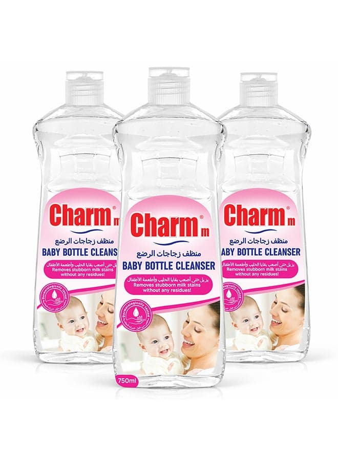 Baby Bottle Cleanser, Ideal For Cleaning Baby Bottles, 100% Recycled, Eco-Friendly, Dermatologically Tested 3x750ml