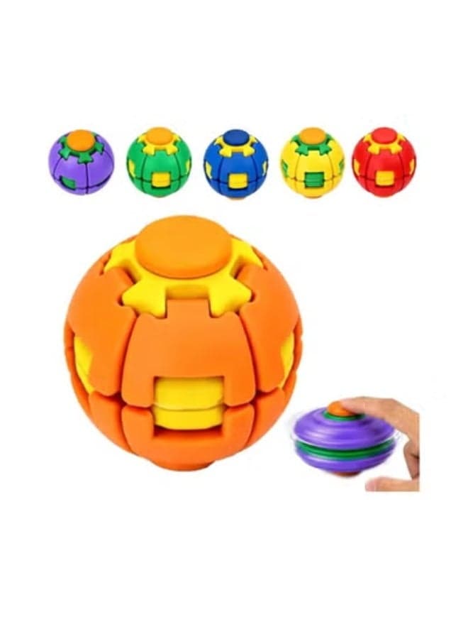3D Printed Fidget Ball Toy, Press to Spin Sensory Stress Relief Ball | 3D Printed Twist and Turn Stress Relief Desk Fidget, Handheld Fidget Toy for Anxiety Relief, Office Desk Accessories Gift-(1 per pack)
