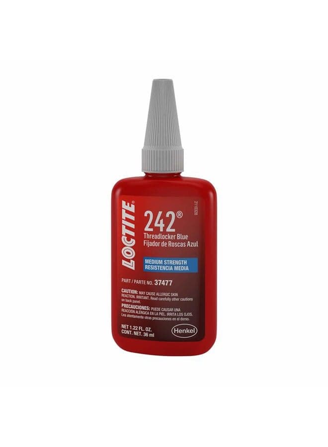 LOCTITE 242 Automotive Blue Threadlocker - Medium-Strength Thread Lock, Multi-Purpose Applications, Works on All Metals - 36 ml, 1 Pack