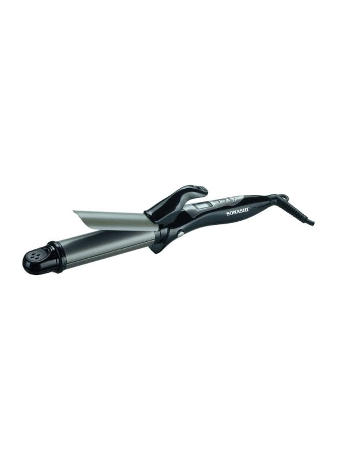 2in1 Hair Curler And Straightener with Ceramic Coated Barrel LED Display 360 Swivel Cord On And Off Switch Hair Styling Tool Curler Straightener with Power 45W 300grams SHC-3005 Grey/Black 300grams