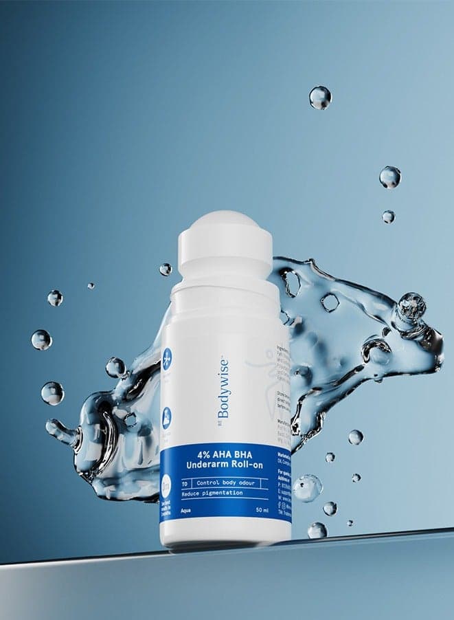 4% Aha Bha Underarm Roll On | With 2% Lactic Acid 1% Mandelic Acid 1% Salicylic Acid | Prevents Odour Reduces Pigmentation | Aqua