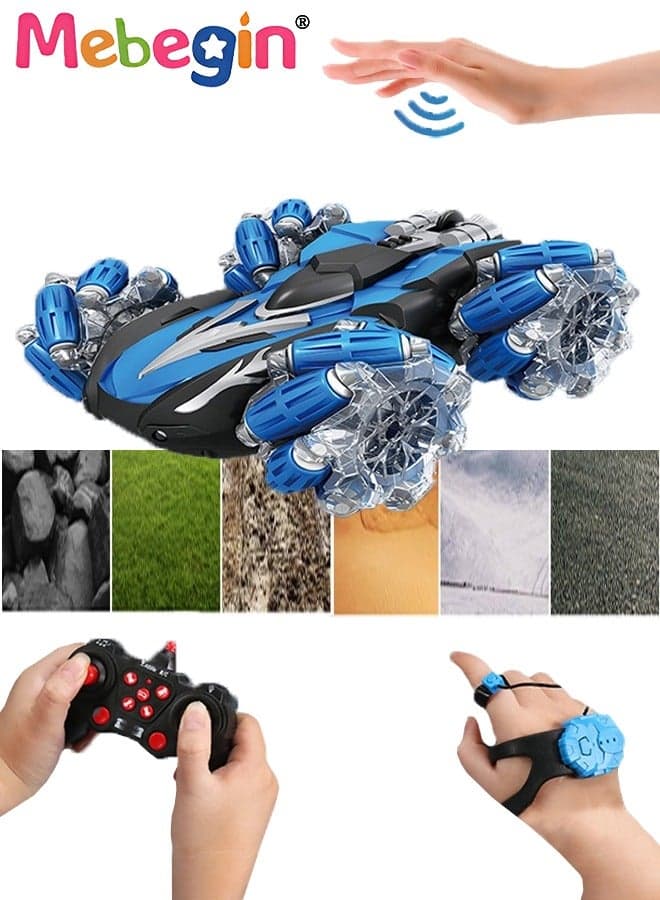 Remote Control Car Toy with Light and Music, 2.4 GHz Double Side Radio Control Drift Race Car, Gesture Sensing RC Stunt Car, Suitable for Various Roads, Ideal Gift for Kids Aged 8+