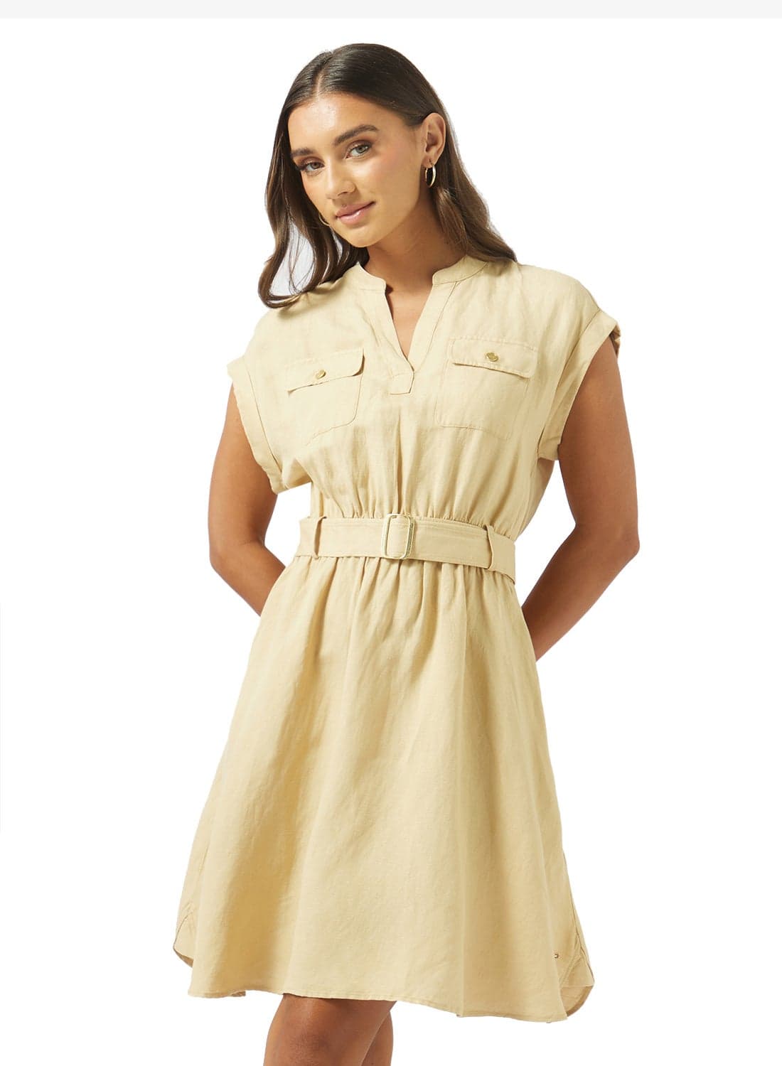 Belted Relaxed Mini Shirt Dress